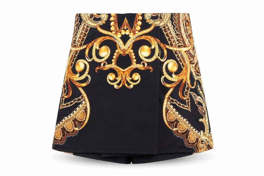 Pretty Next Door Womens Black Geometric Polyester Skort Skirt Size S