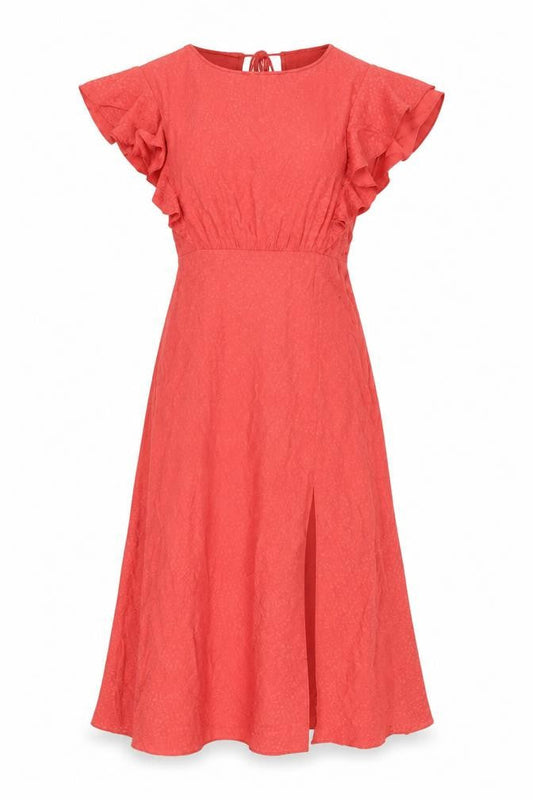 Mango Womens Orange Viscose A-Line Size XS Round Neck Zip