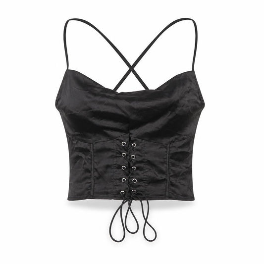 PRETTYLITTLETHING Womens Black Polyester Camisole T-Shirt Size 12 Cowl Neck
