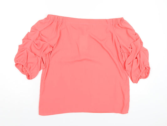 Dorothy Perkins Womens Pink Polyester Basic T-Shirt Size 8 Off the Shoulder