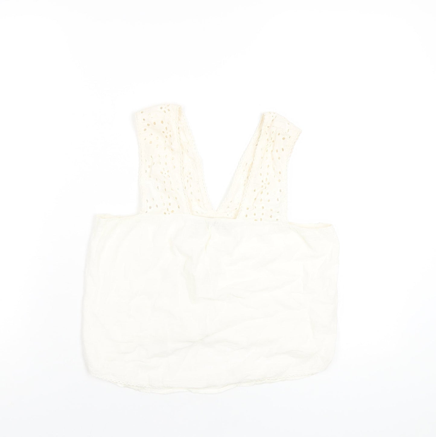 Zara Womens Ivory Cotton Basic Tank Size S Square Neck