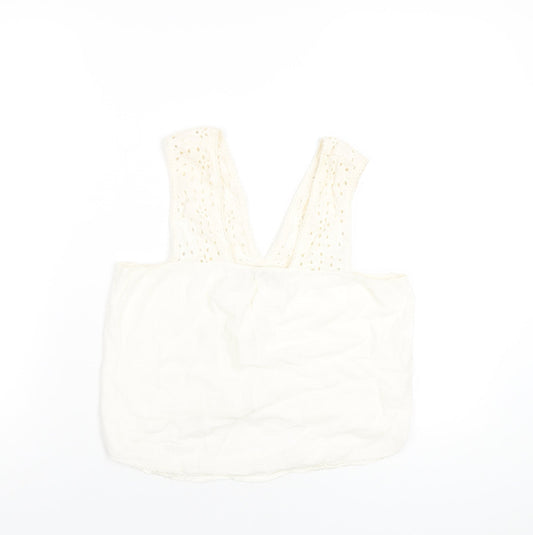 Zara Womens Ivory Cotton Basic Tank Size S Square Neck