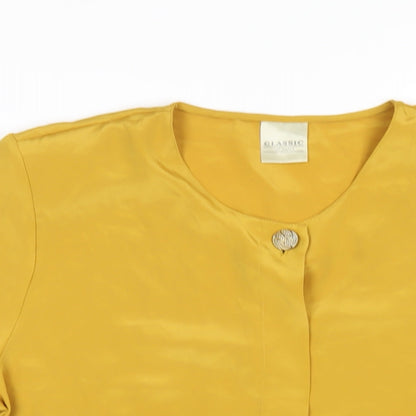 Classics Womens Yellow Polyester Basic T-Shirt Size 14 Round Neck