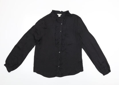 Monsoon Womens Black Geometric Polyester Basic Button-Up Size 8 Round Neck - Star Print