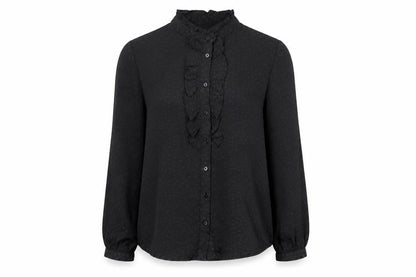 Monsoon Womens Black Geometric Polyester Basic Button-Up Size 8 Round Neck - Star Print