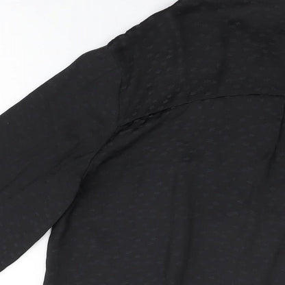 Monsoon Womens Black Geometric Polyester Basic Button-Up Size 8 Round Neck - Star Print
