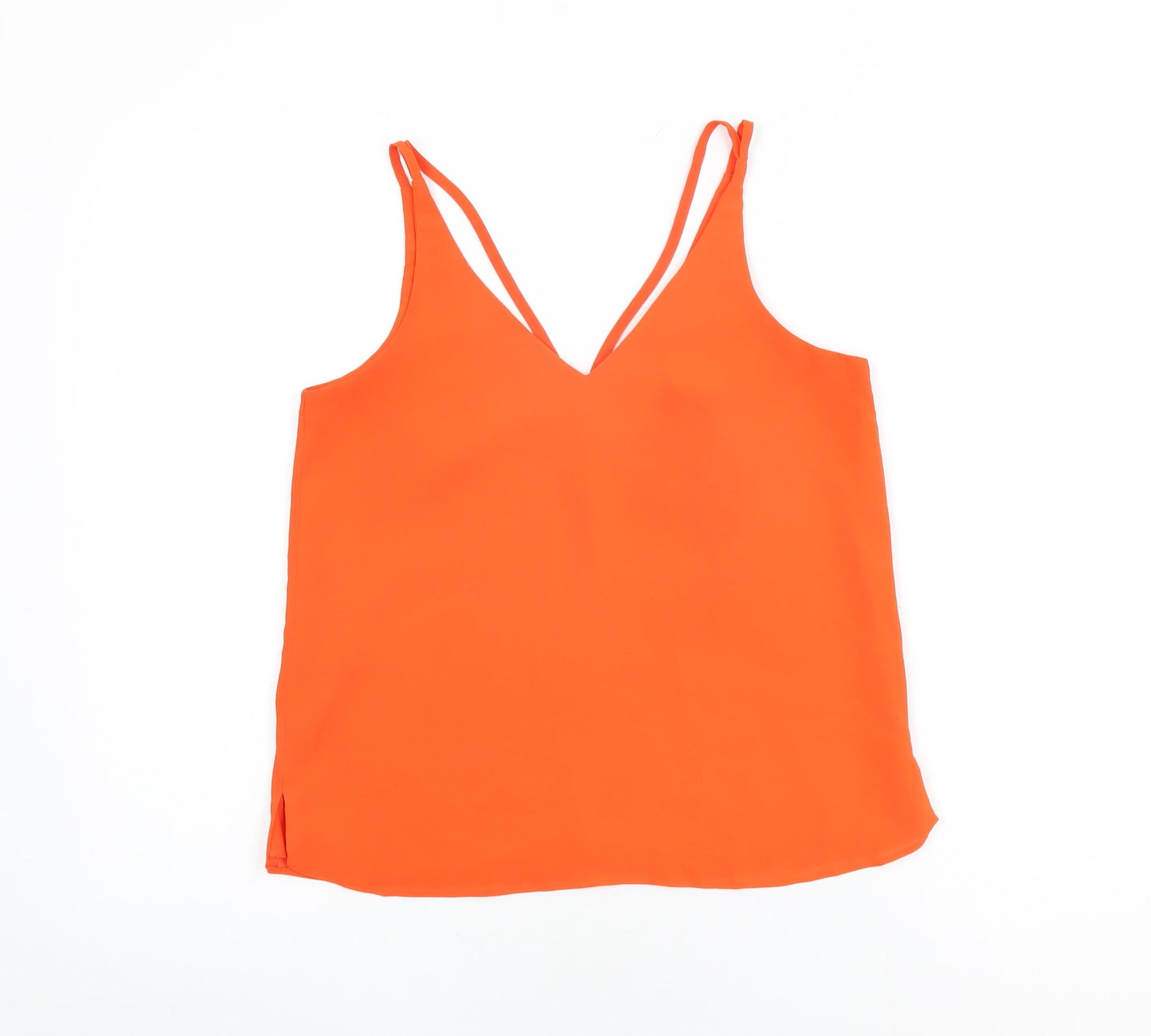 Topshop Womens Orange Polyester Camisole T-Shirt Size 8 V-Neck
