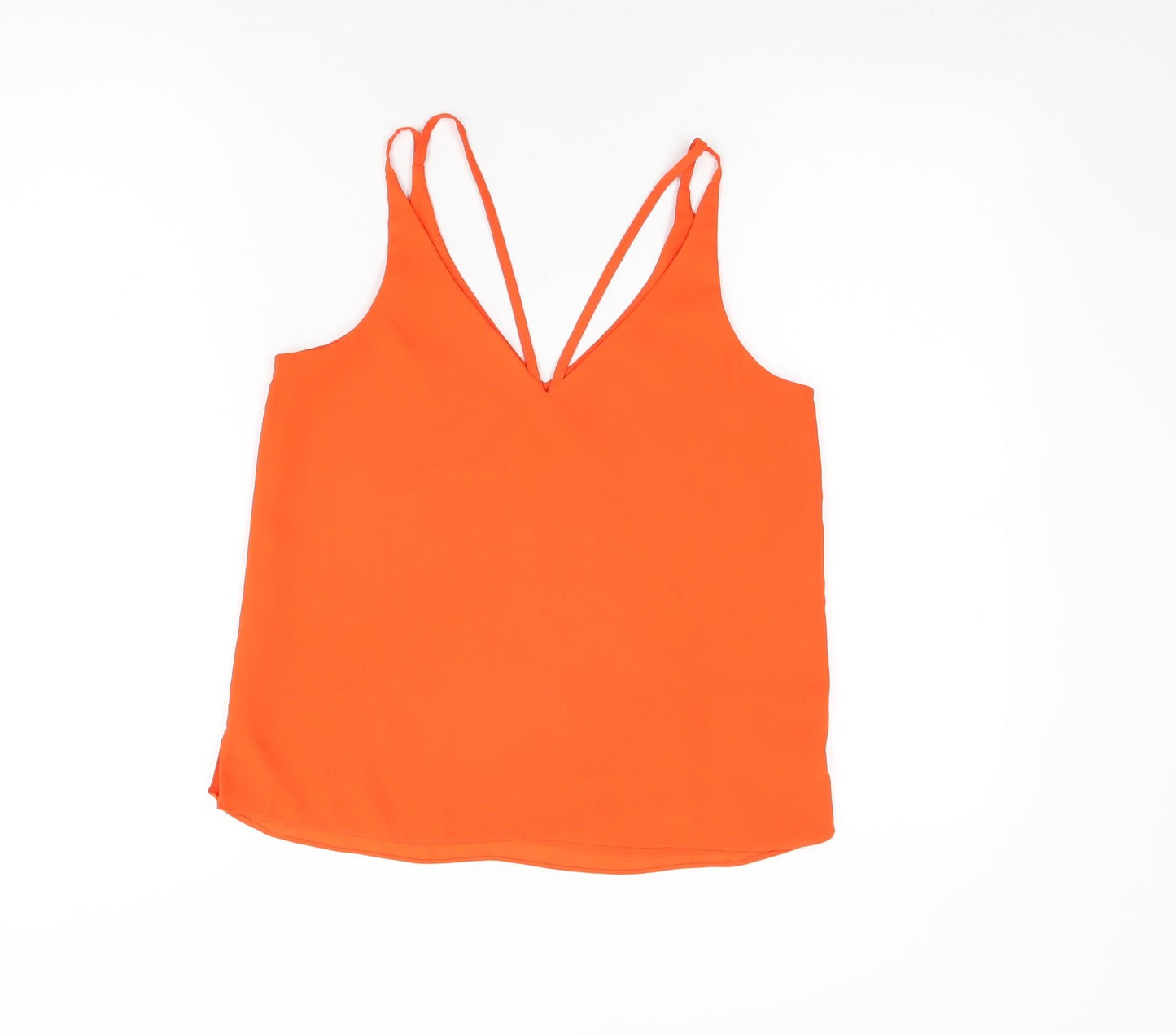 Topshop Womens Orange Polyester Camisole T-Shirt Size 8 V-Neck