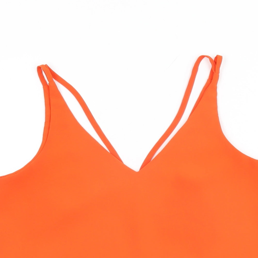 Topshop Womens Orange Polyester Camisole T-Shirt Size 8 V-Neck