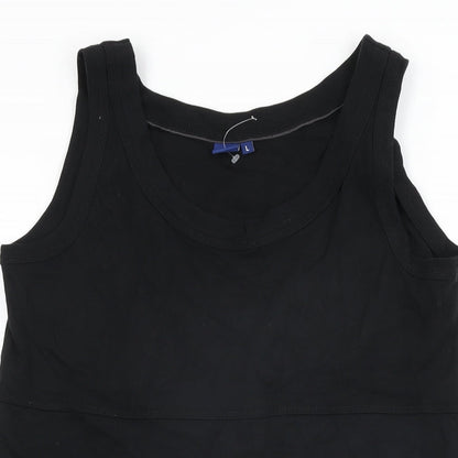 Close-up detail of Cecil women’s black cotton basic tank, size L, round neck