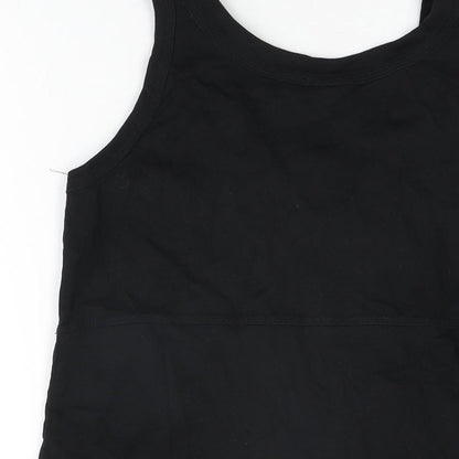 Brand and care label for Cecil women’s black cotton basic tank, size L, round neck