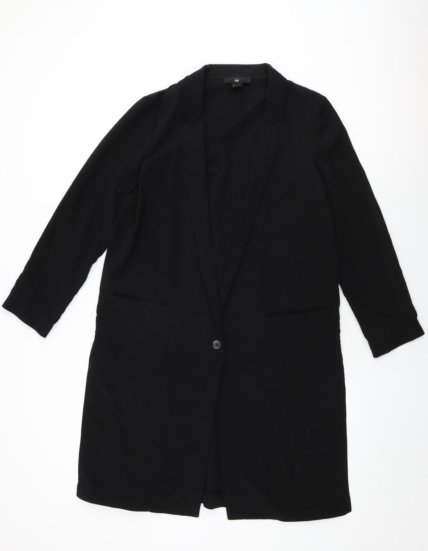H&M Womens Black Jacket Size 12 Button - Split Hem