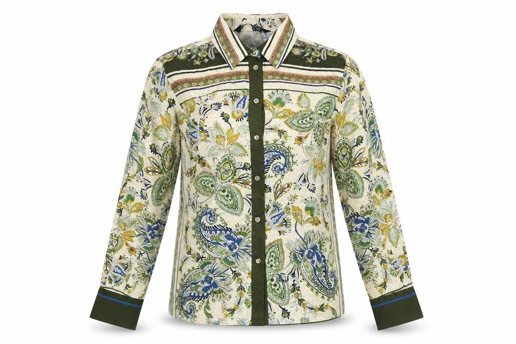 Zara Womens Ivory Floral Polyester Basic Button-Up Size XS Collared