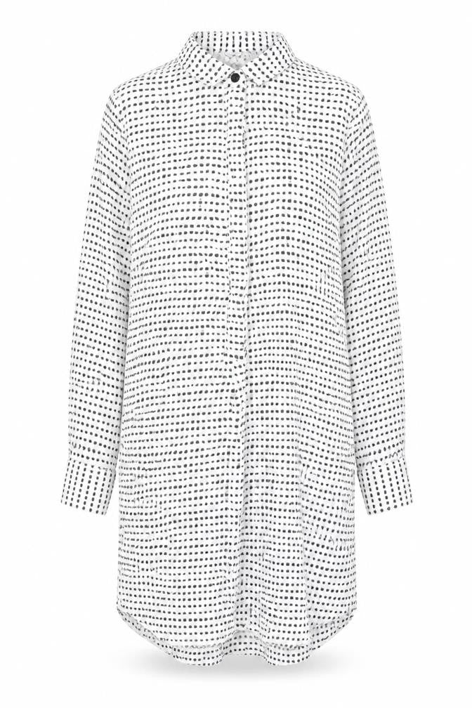 Just Female Womens White Geometric Cupro Shift Size M Collared Button