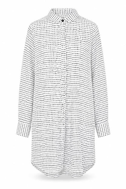 Just Female Womens White Geometric Cupro Shift Size M Collared Button