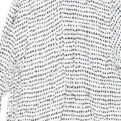 Just Female Womens White Geometric Cupro Shift Size M Collared Button