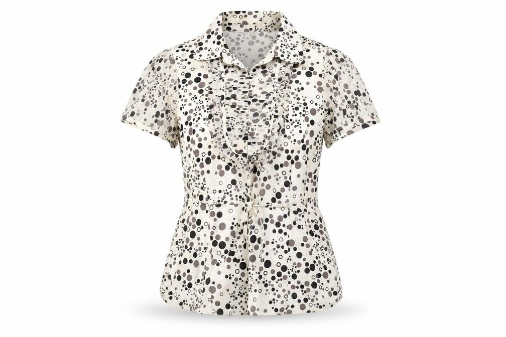 Debenhams Womens Ivory Polka Dot Polyester Basic Button-Up Size 14 Collared