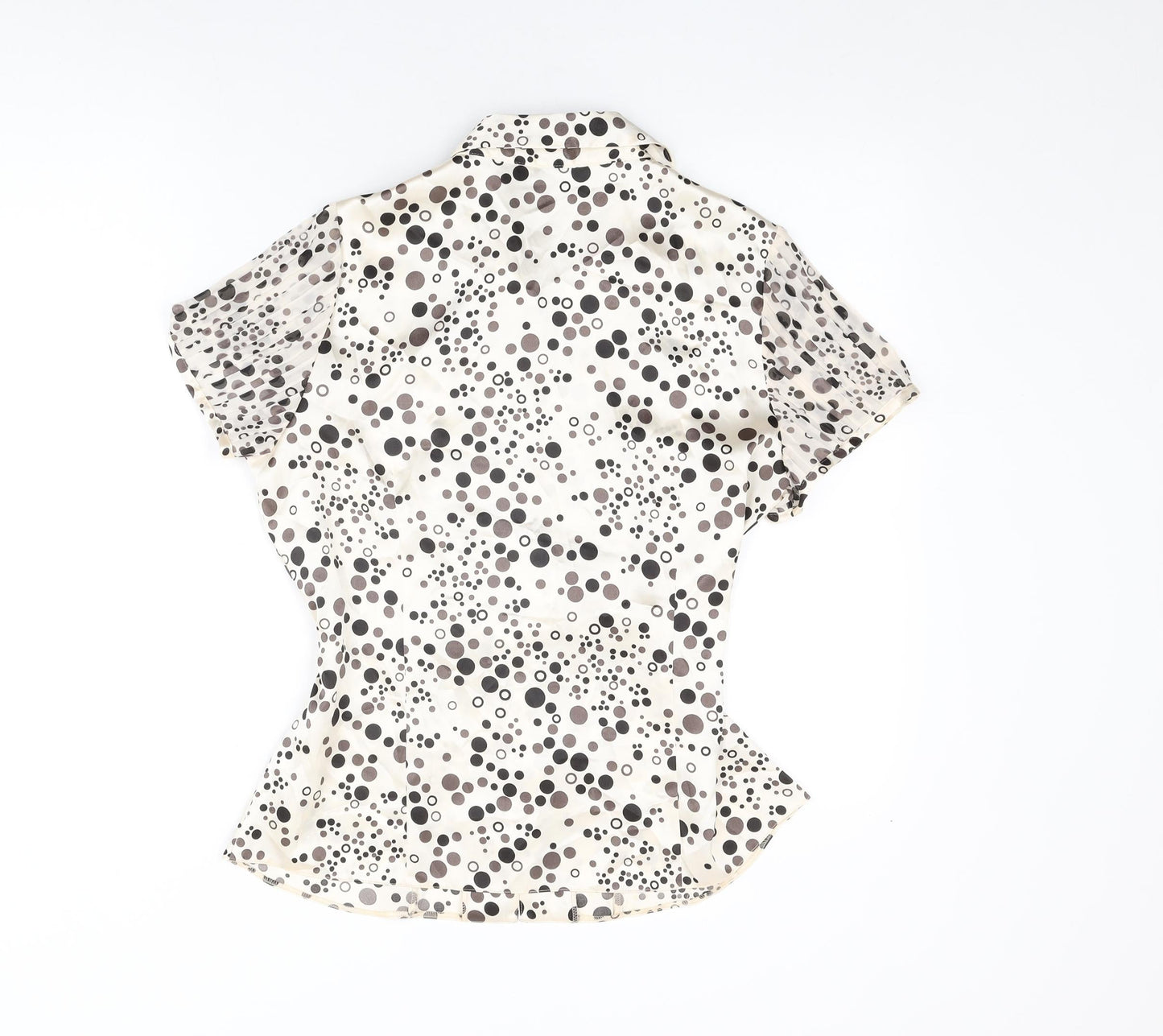 Debenhams Womens Ivory Polka Dot Polyester Basic Button-Up Size 14 Collared