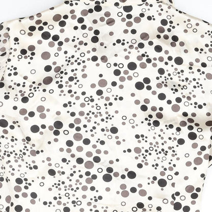 Debenhams Womens Ivory Polka Dot Polyester Basic Button-Up Size 14 Collared