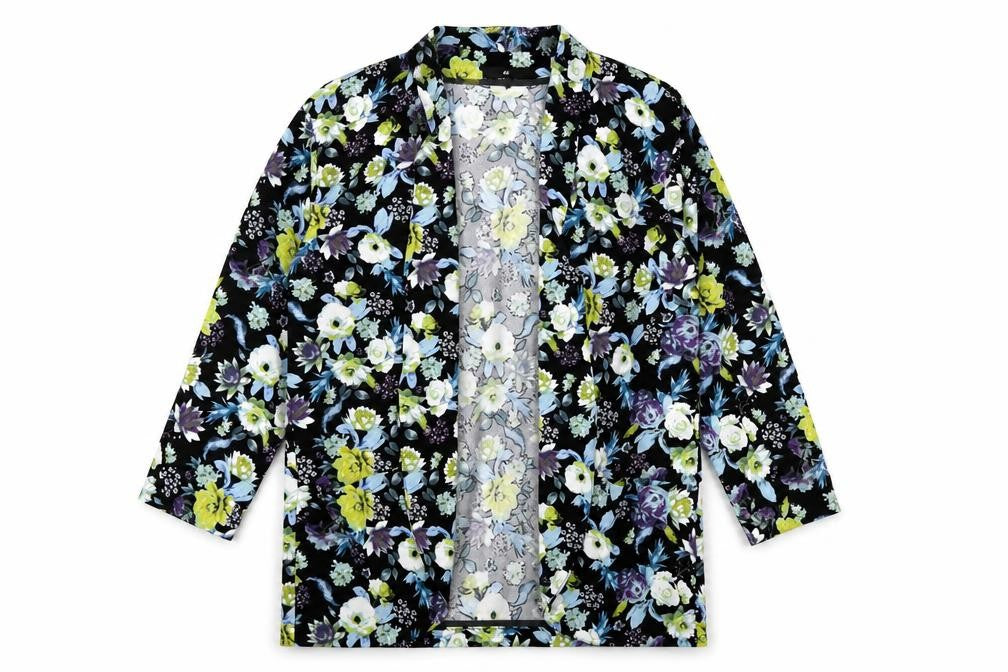 H&M Womens Black Floral Jacket Blazer Size M