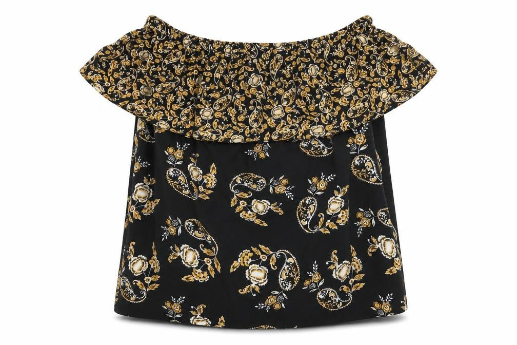 Dorothy Perkins Womens Black Floral Polyester Basic Blouse Size 10 Off the Shoulder