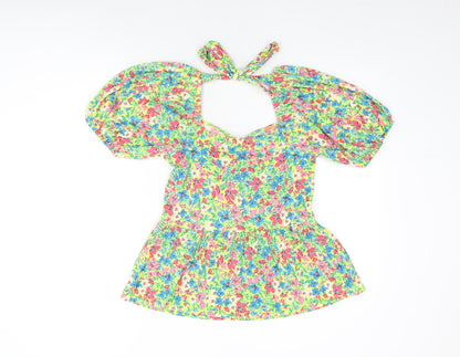 Pep&Co Womens Yellow Floral Polyester Basic Blouse Size 8 Sweetheart - Balloon Sleeves