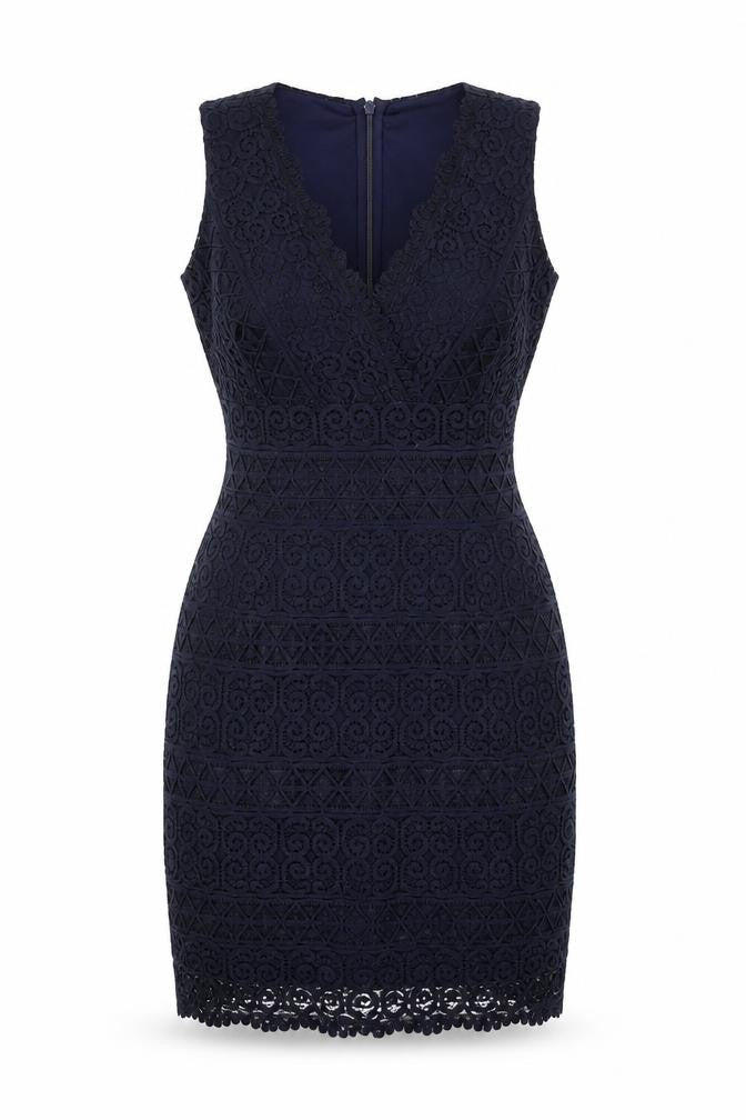Lipsy Womens Blue Floral Polyester Bodycon Size 14 V-Neck Zip