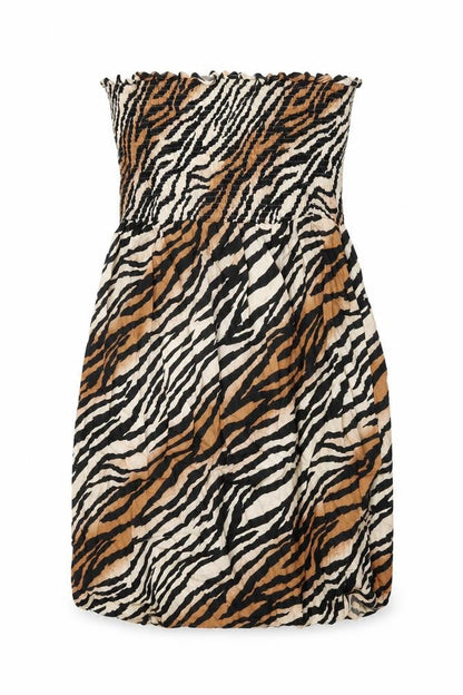 Next Womens Beige Animal Print Viscose Shift Size 14 Off the Shoulder Pullover