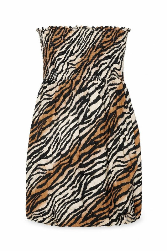 NEXT Womens Beige Animal Print Viscose Shift Size 14 Off the Shoulder Pullover