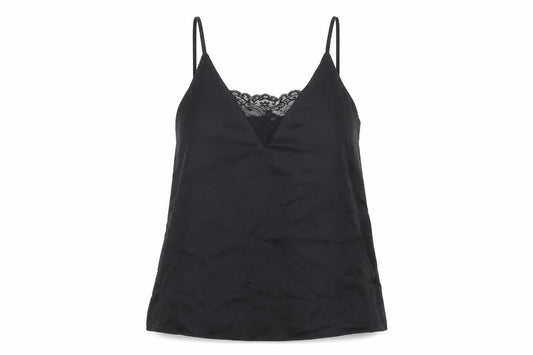 River Island Womens Black Polyester Camisole T-Shirt Size 8 V-Neck