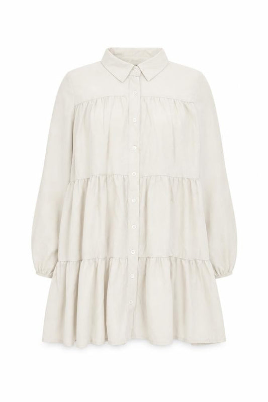 Boohoo Womens Beige Polyester Shift Size 14 Collared Button