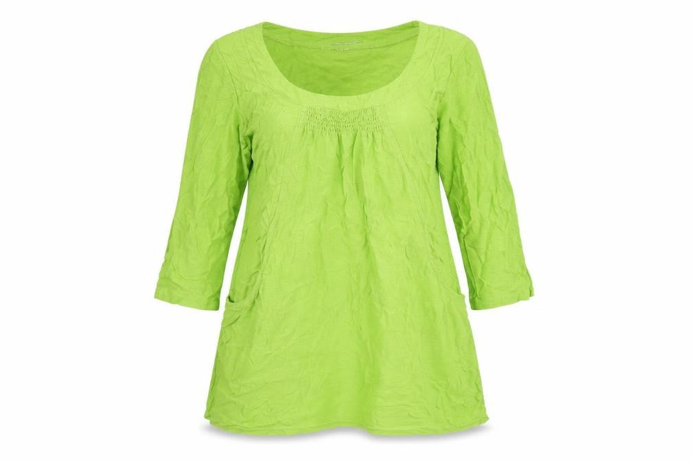 Adini Womens Green Cotton Basic T-Shirt Size S Round Neck