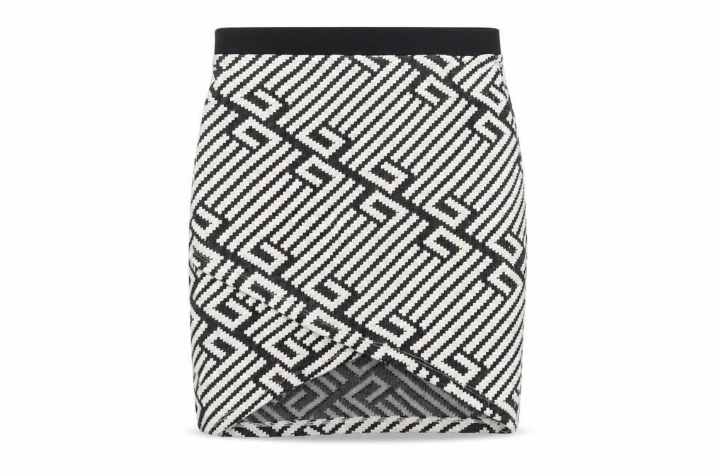 Stradivarius Womens White Geometric Polyester Mini Skirt Size M