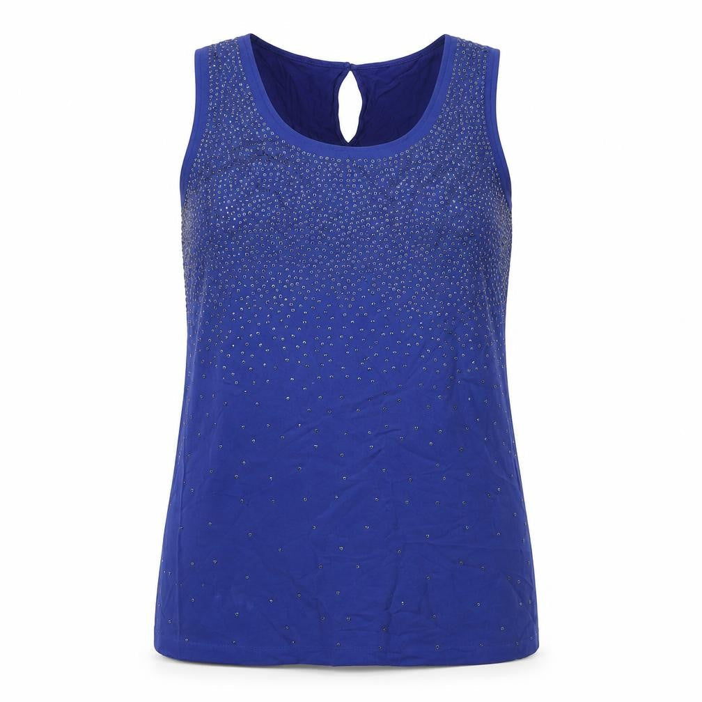 Oasis Womens Blue Polyester Basic Tank Size S Round Neck