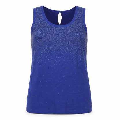 Oasis Womens Blue Polyester Basic Tank Size S Round Neck