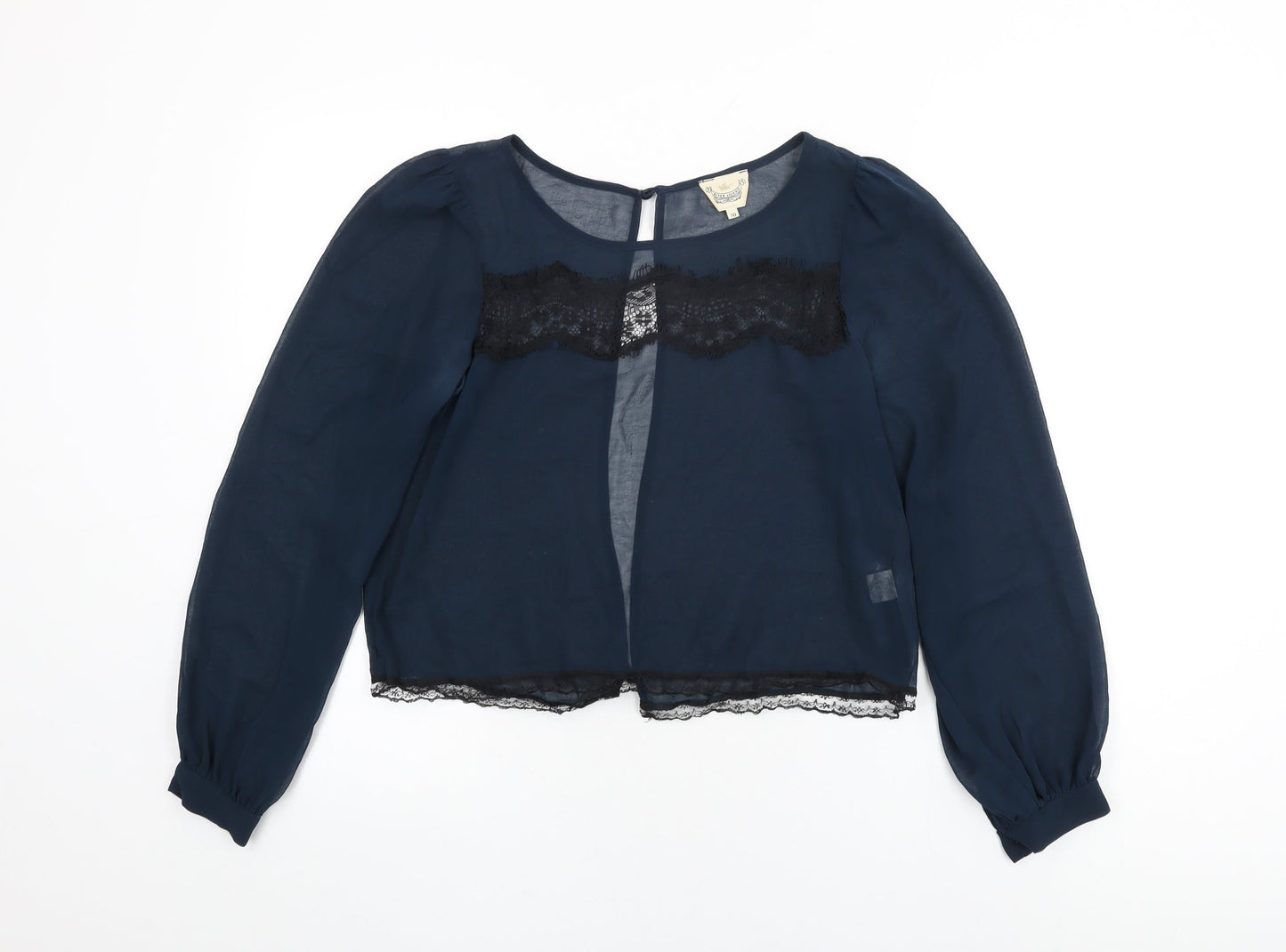 River Island Womens Blue Polyester Basic Blouse Size 10 Round Neck