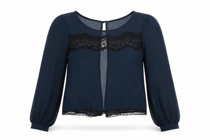 River Island Womens Blue Polyester Basic Blouse Size 10 Round Neck