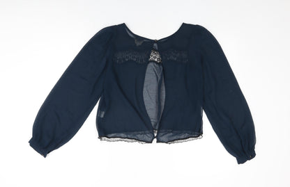 River Island Womens Blue Polyester Basic Blouse Size 10 Round Neck
