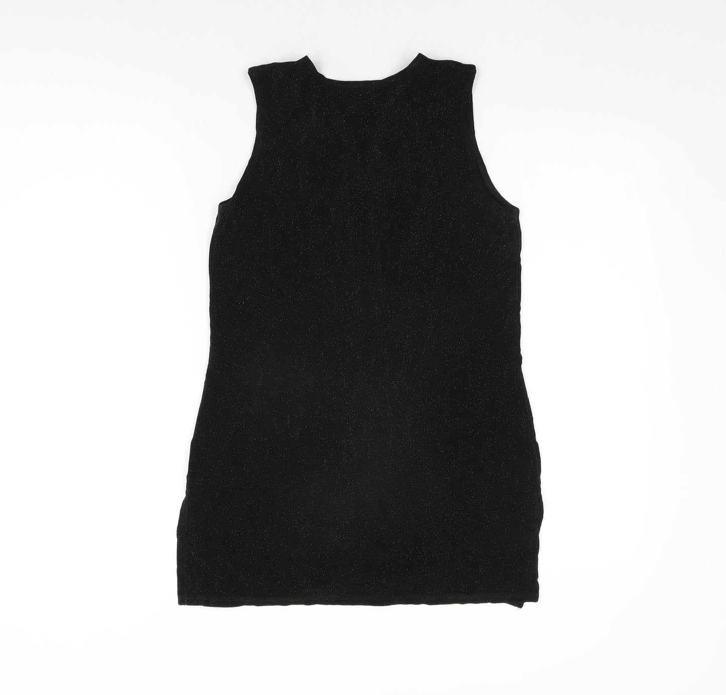 NEXT Womens Black Acetate Basic T-Shirt Size 12 V-Neck
