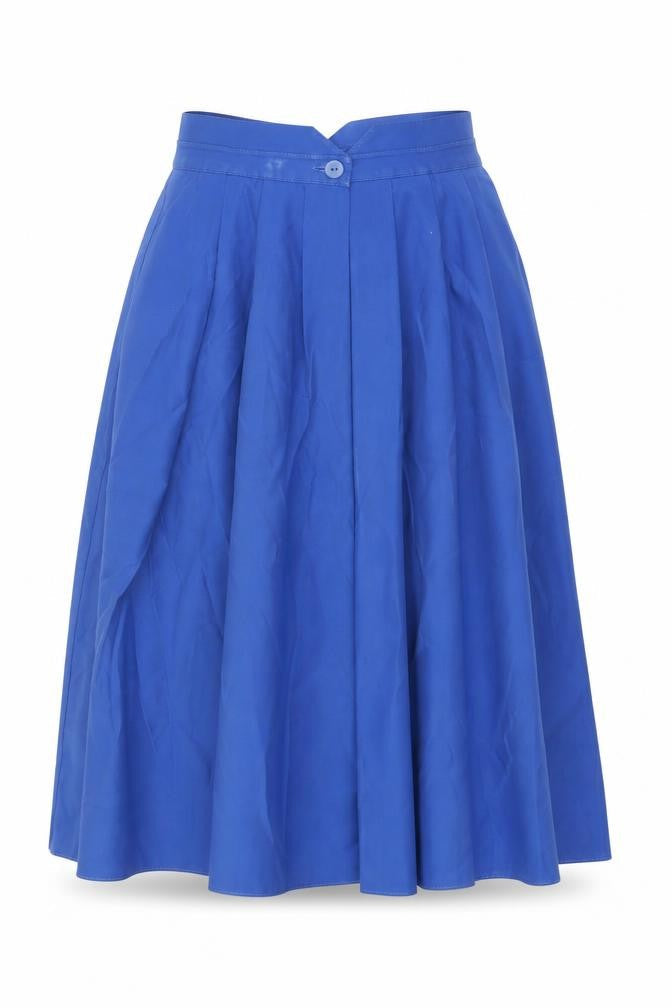 St Michael Womens Blue Polyester Swing Skirt Size 8 Button