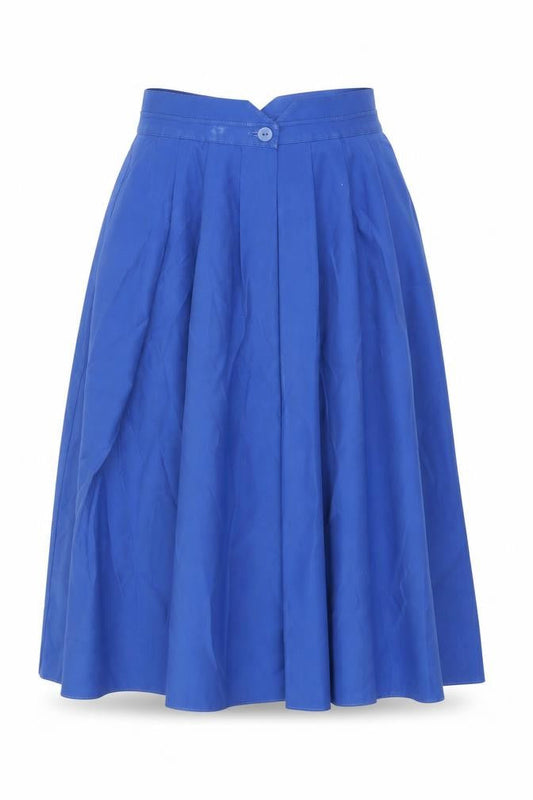 St Michael Womens Blue Polyester Swing Skirt Size 8 Button