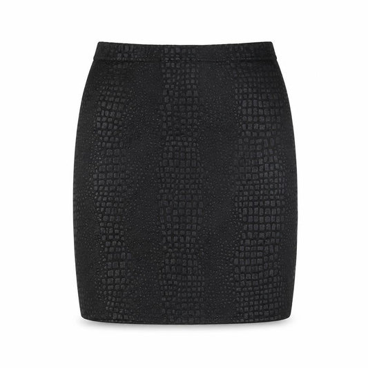 PRETTYLITTLETHING Womens Black Geometric Polyester Mini Skirt Size 6