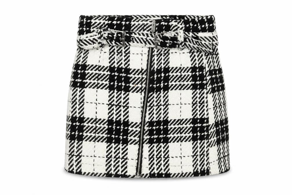 Zara Womens White Geometric Viscose Mini Skirt Size S Zip