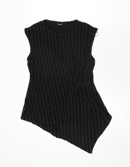 Additional front view of Roman women’s black polyester basic t-shirt, size UK 12, round neck