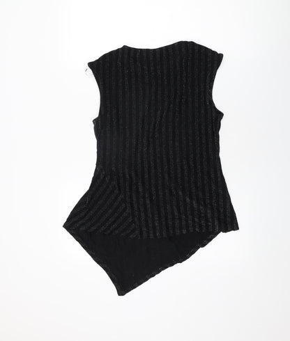 Back view of Roman women’s black polyester basic t-shirt, size UK 12, round neck