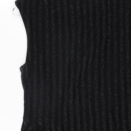 Brand and care label for Roman women’s black polyester basic t-shirt, size UK 12, round neck