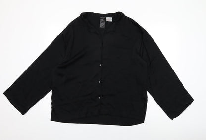 H&M Womens Black Polyester Basic Button-Up Size M Collared