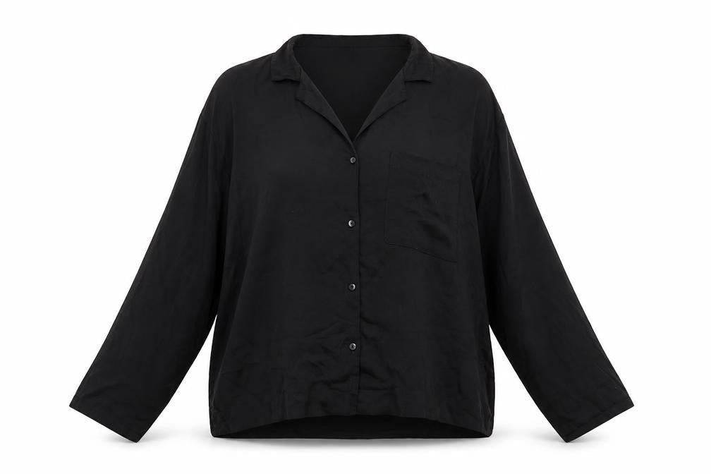 H&M Womens Black Polyester Basic Button-Up Size M Collared