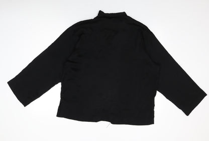 H&M Womens Black Polyester Basic Button-Up Size M Collared