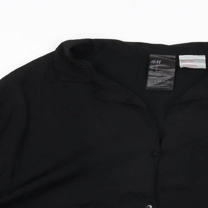 H&M Womens Black Polyester Basic Button-Up Size M Collared